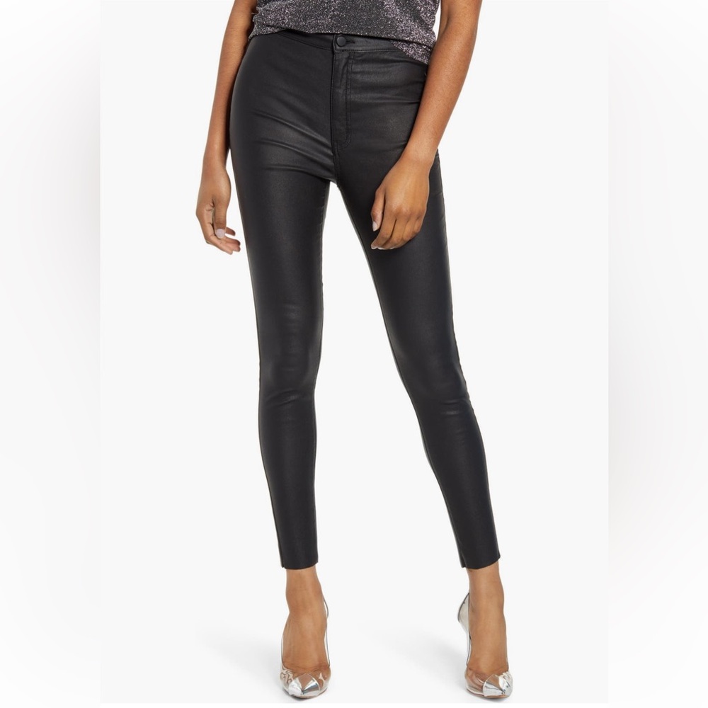 Coated high waisted skinny jeans